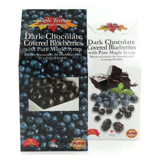 dark chocolate covered blueberries & pure maple syrup 100g