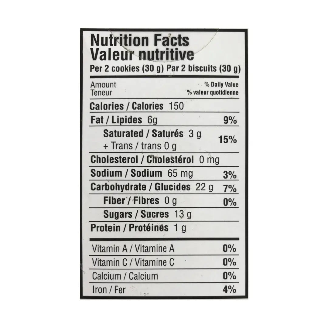 maple syrup cream cookie nutrition facts