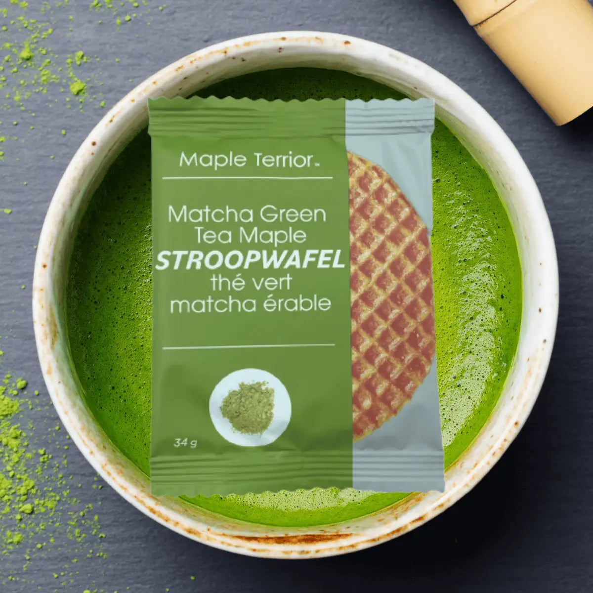 matcha green tea maple stroopwafel wrap